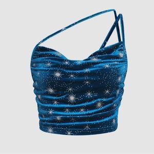 Cider Velvet Asymmetrical Crop Top